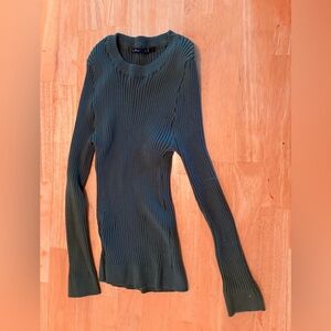 Zara Green Crew Neck Ribbed Sweater